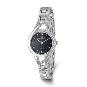 Kazi Luxury Ladies Charles Hubert Chrome-finish Black Dial Watch